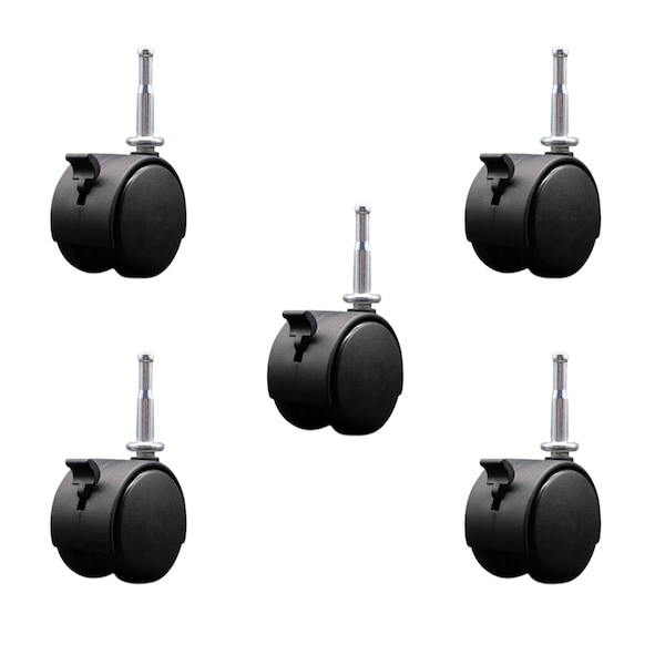 Service Caster 2-3/8'' Chair Caster Twin Wheel with Brakes 5/16'' Grip Neck Stem, 5PK SCC-GN02S60-NYS-B-5 - main